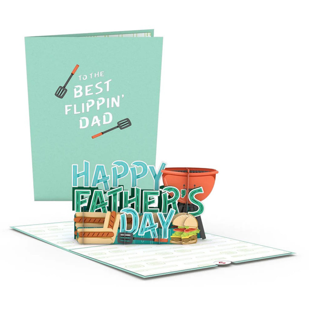Best Flippin' Dad Father's Day Pop-Up Card open and closed.