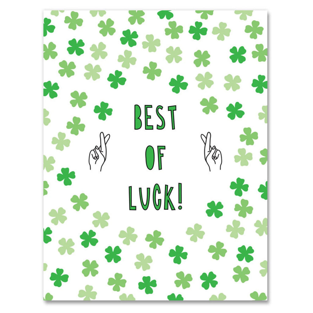 Best Of Luck Clovers  Crossed Fingers Card