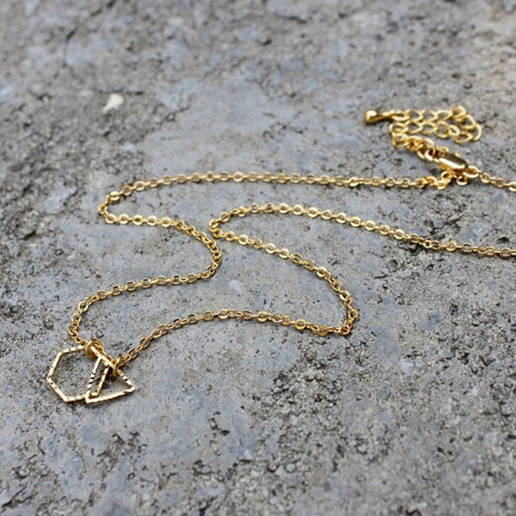 Bevelled Shapes Necklace showing whole chain.