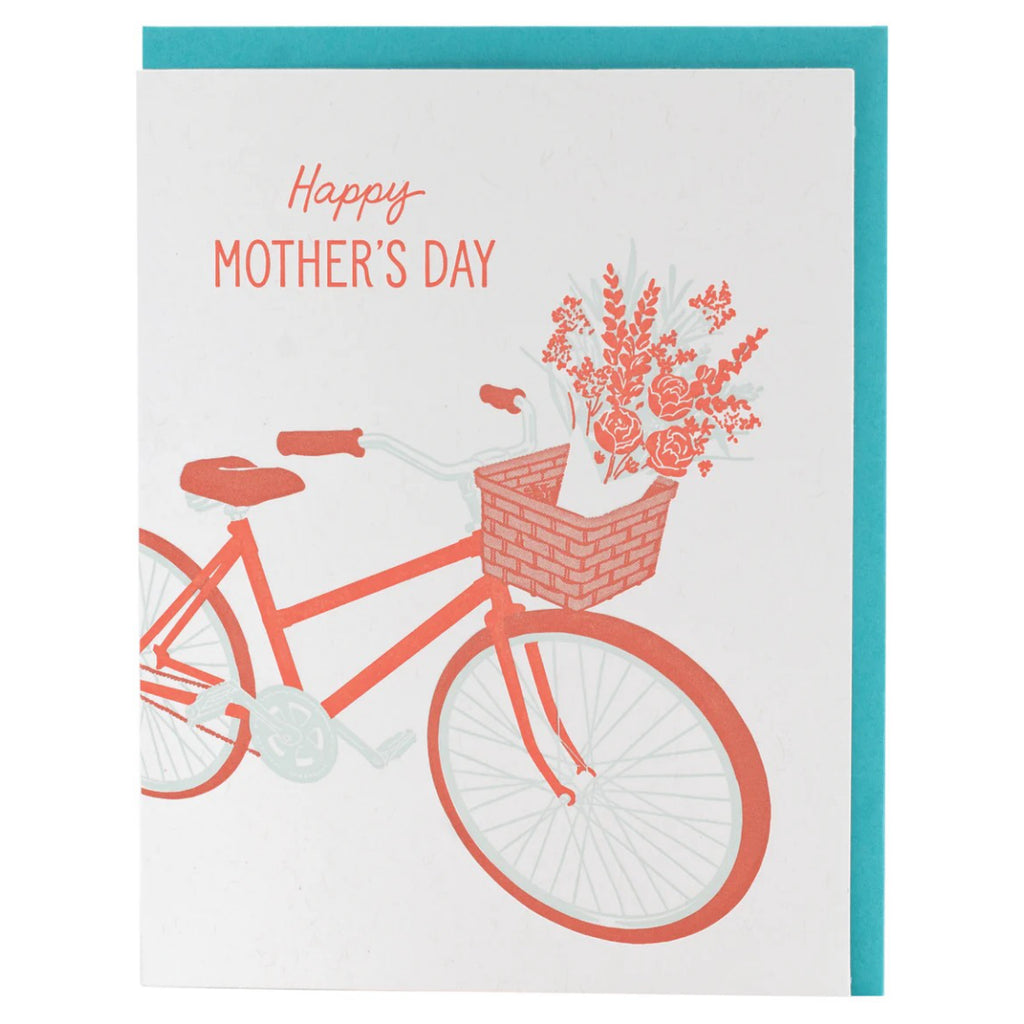Bike With Basket Of Flowers Mother's Day Card.