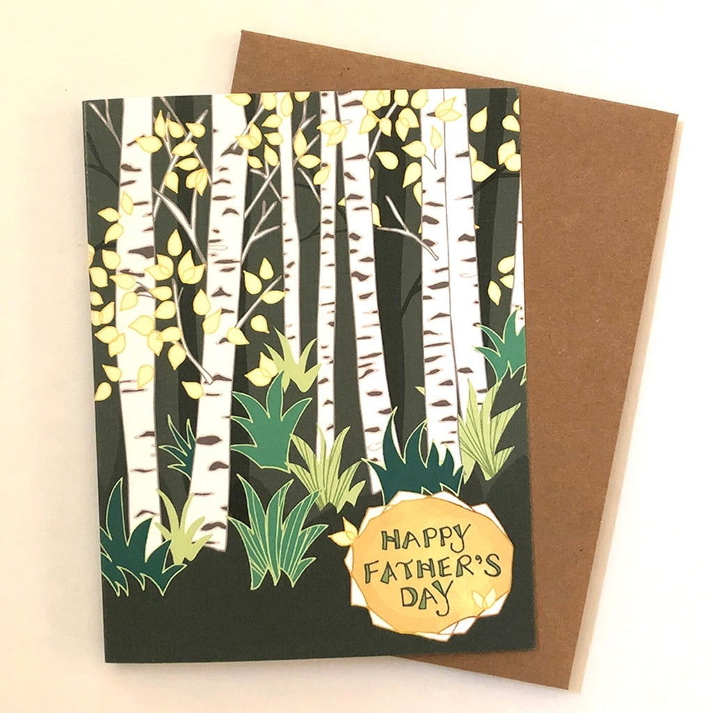 Birch Trees Happy Fathers Day Card