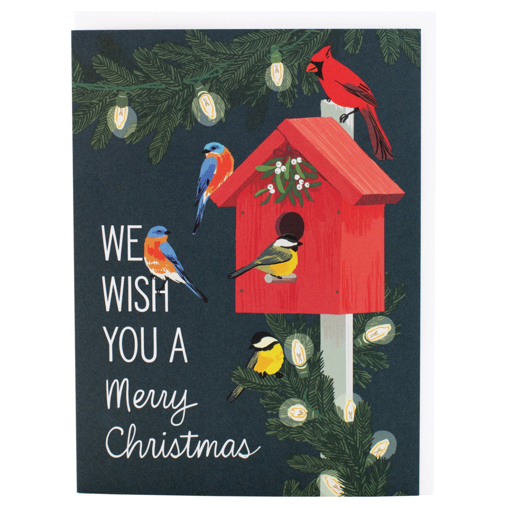 Bird House With Holiday Lights Card