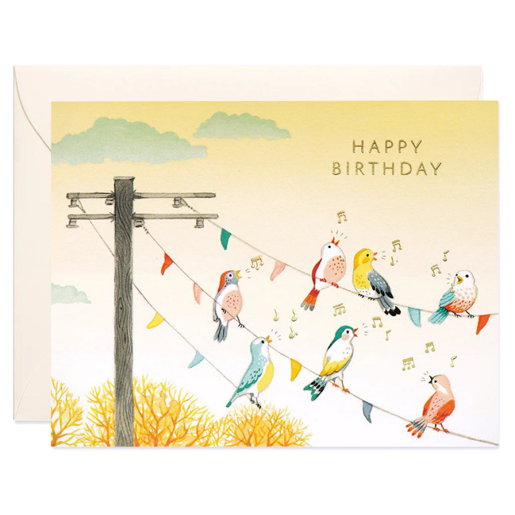 Birds On A Wire Birthday Card.