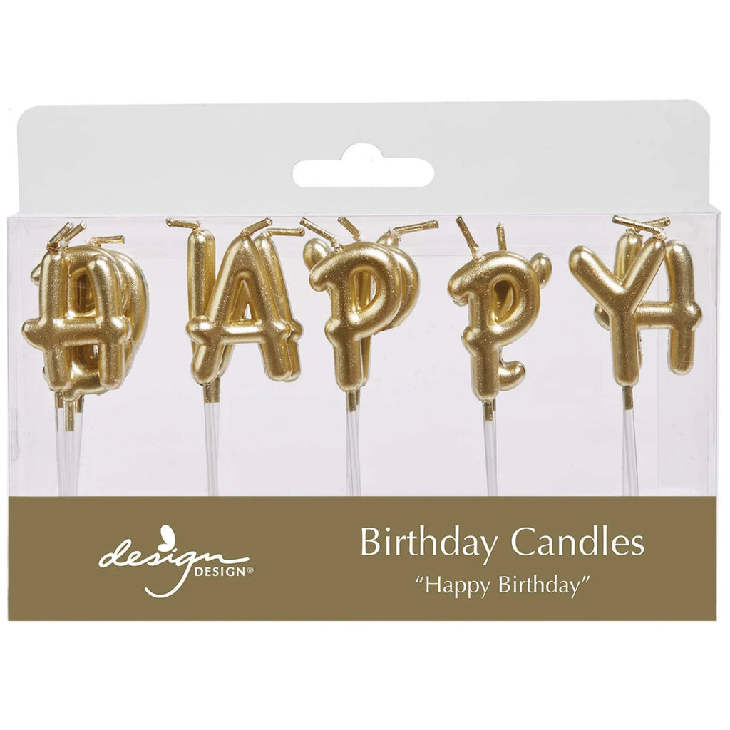 Birthday Letters Gold Birthday Candle Set.