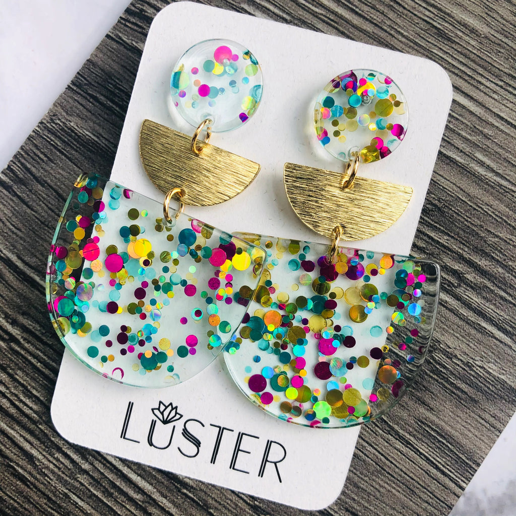 Birthday Cake Glitter Resin Earrings