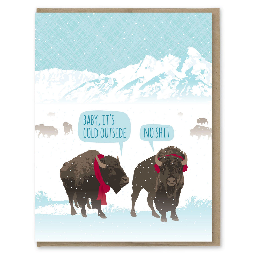 Bison Baby Its Cold Outside Holiday Card
