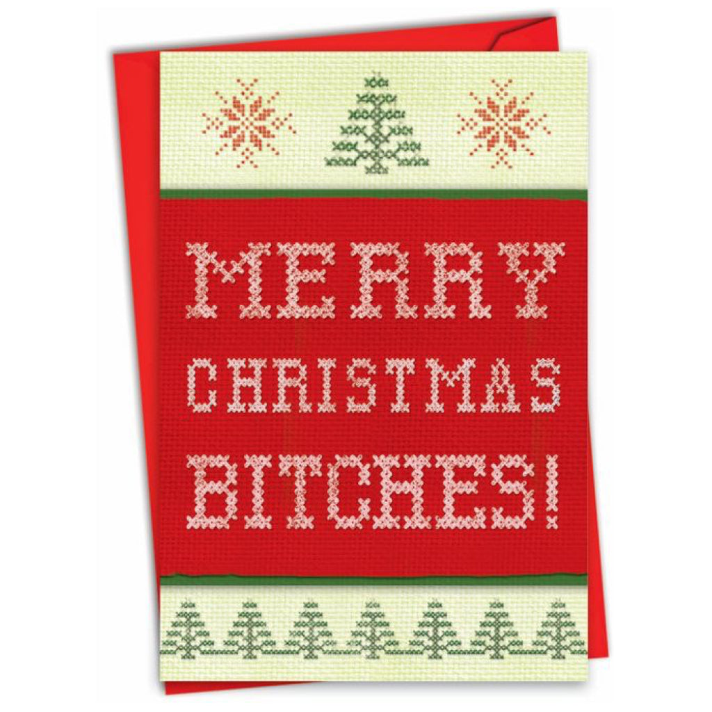 Bitches Crossstitch Christmas Card.