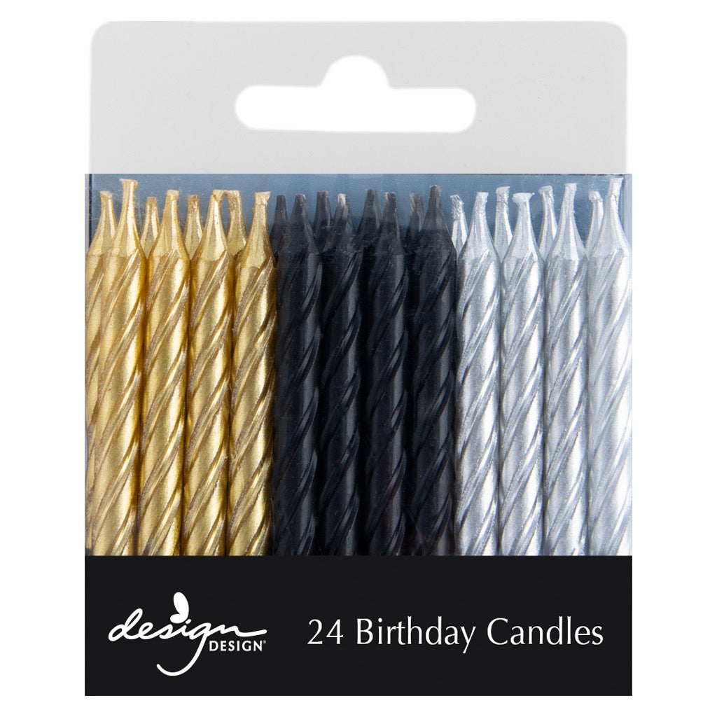 Black & Gold Twist Stick Birthday Candles.