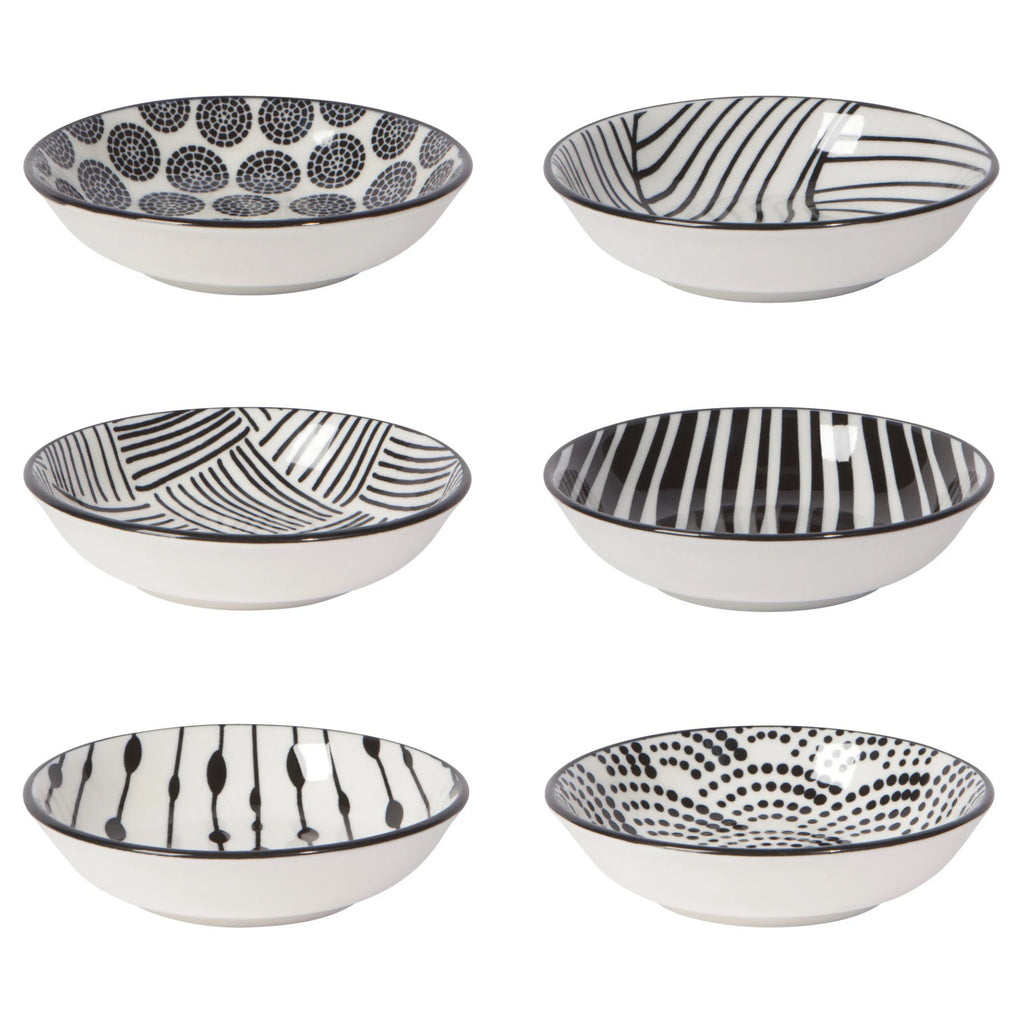 Black & white bits and dots pinch bowls.