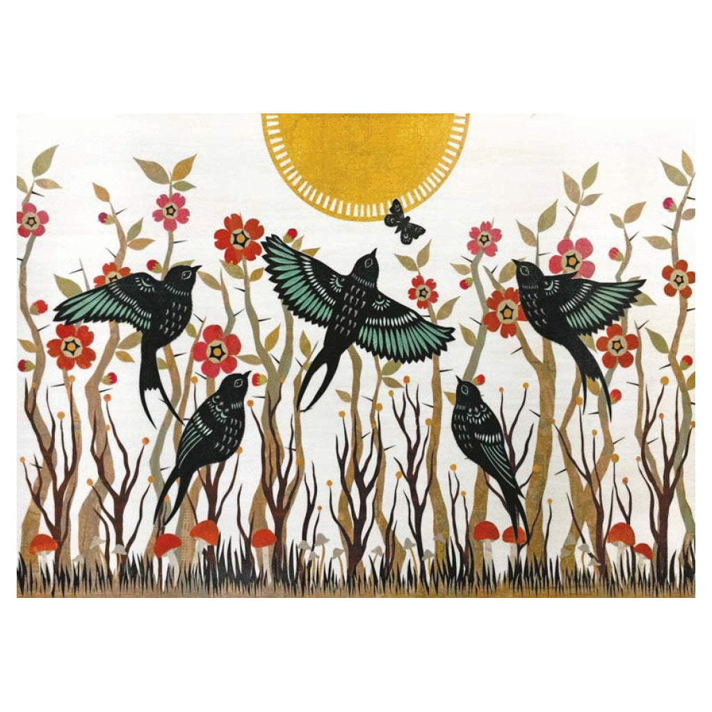 Black Birds In Garden Card