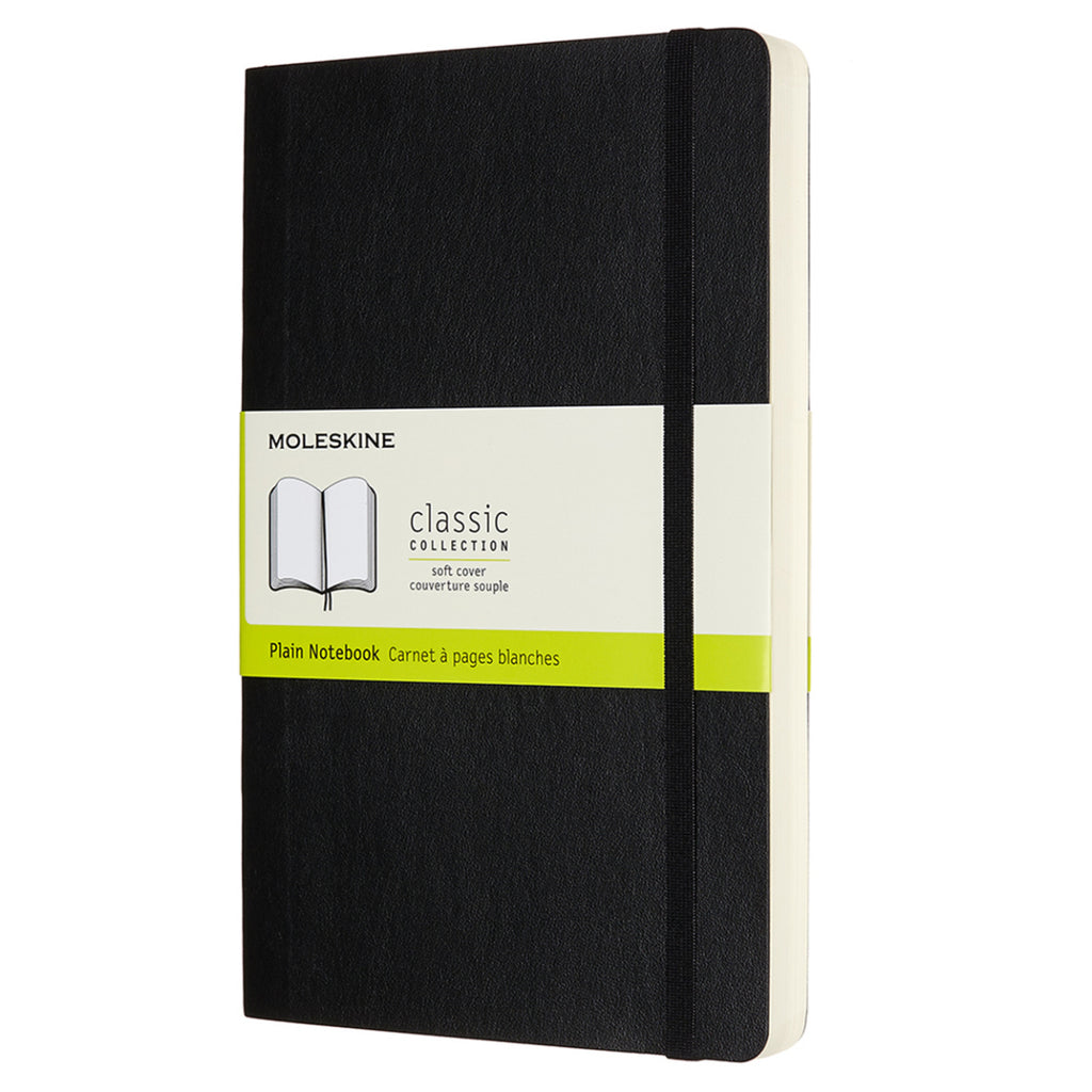 Black Plain Large Soft Cover Expanded Classic Notebook