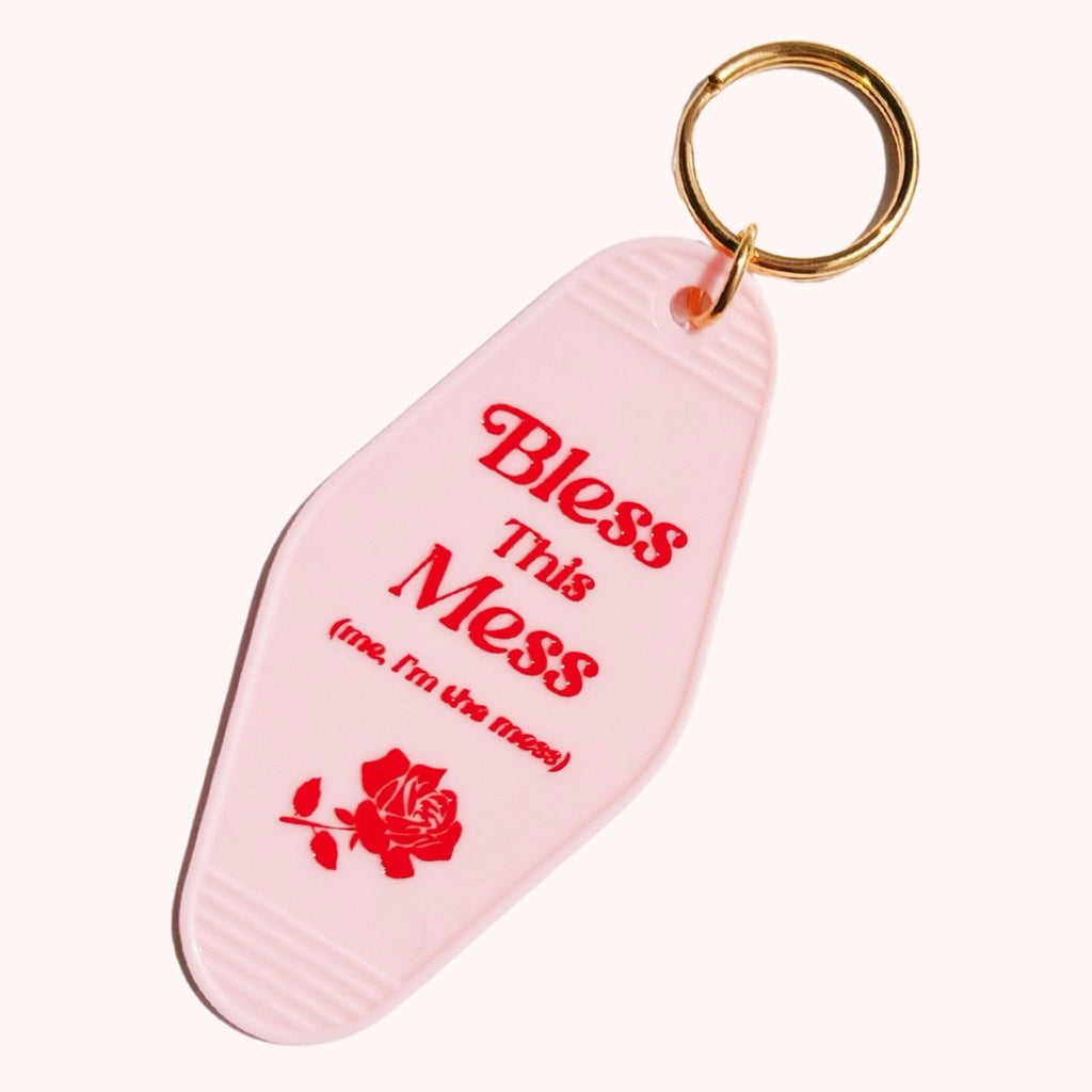 Bless This Mess Motel Tag Keychain.