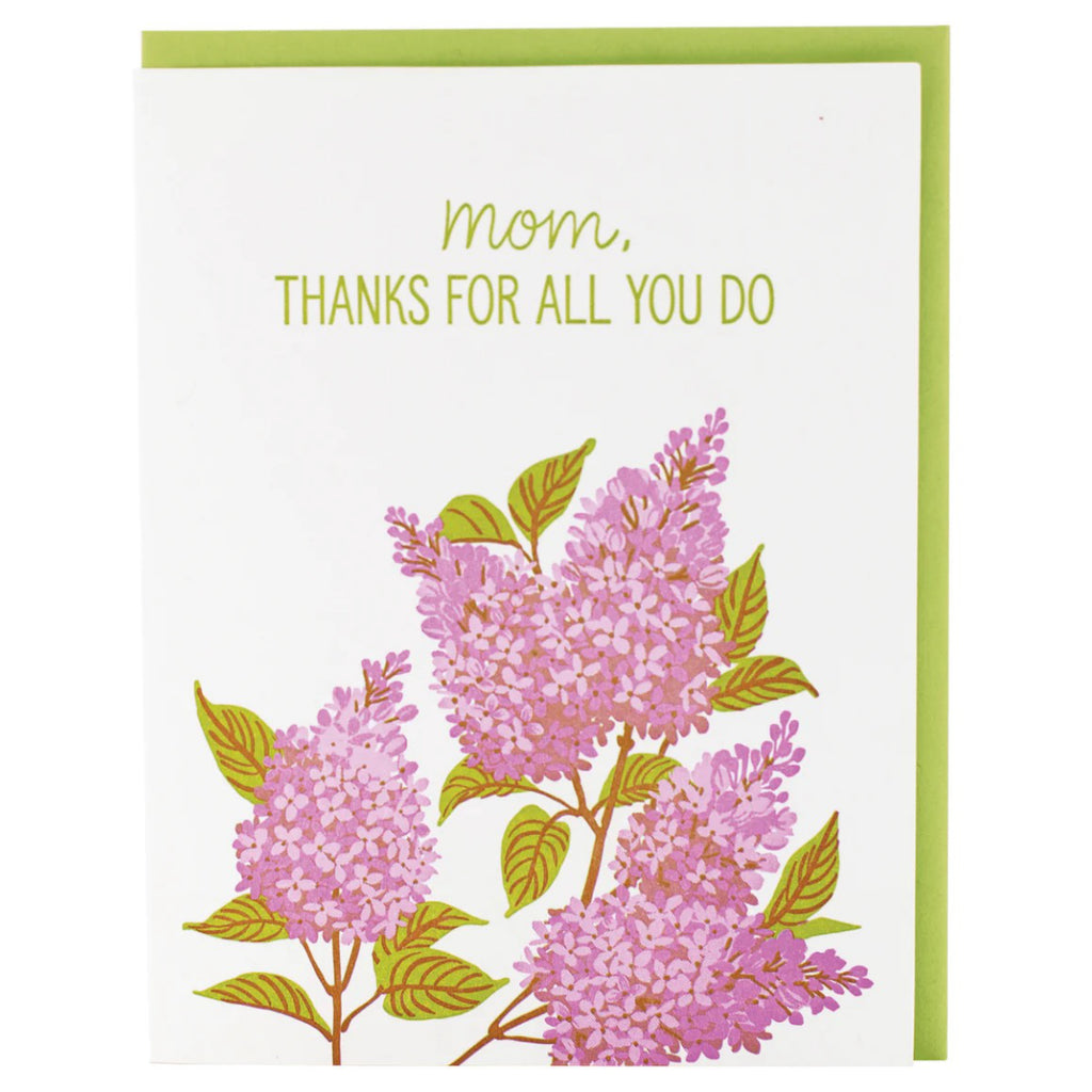Blooming Lilacs Thanks Mom Card.