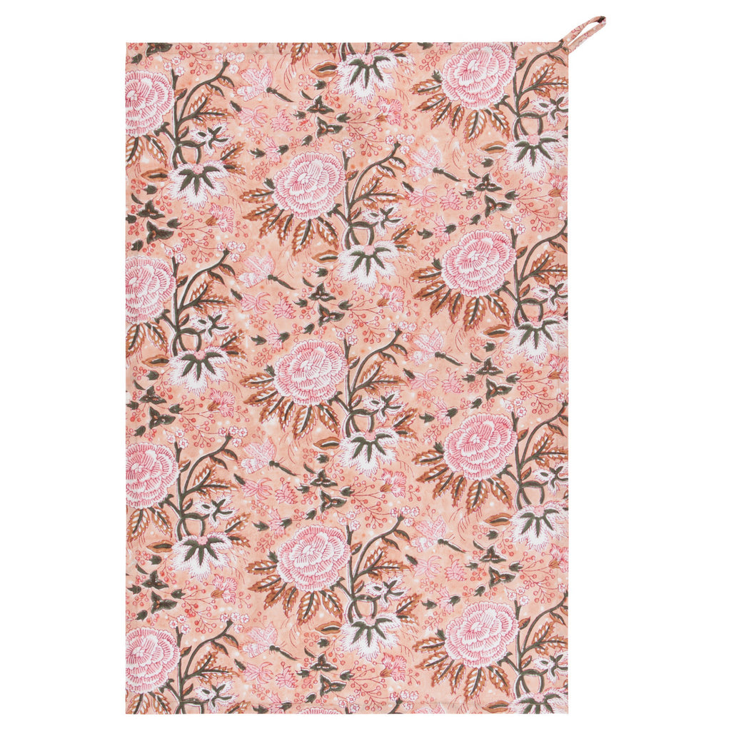 Blossom Block Print Tea Towel