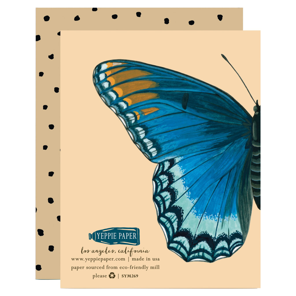 Blue Butterfly Wing Sympathy Card Back