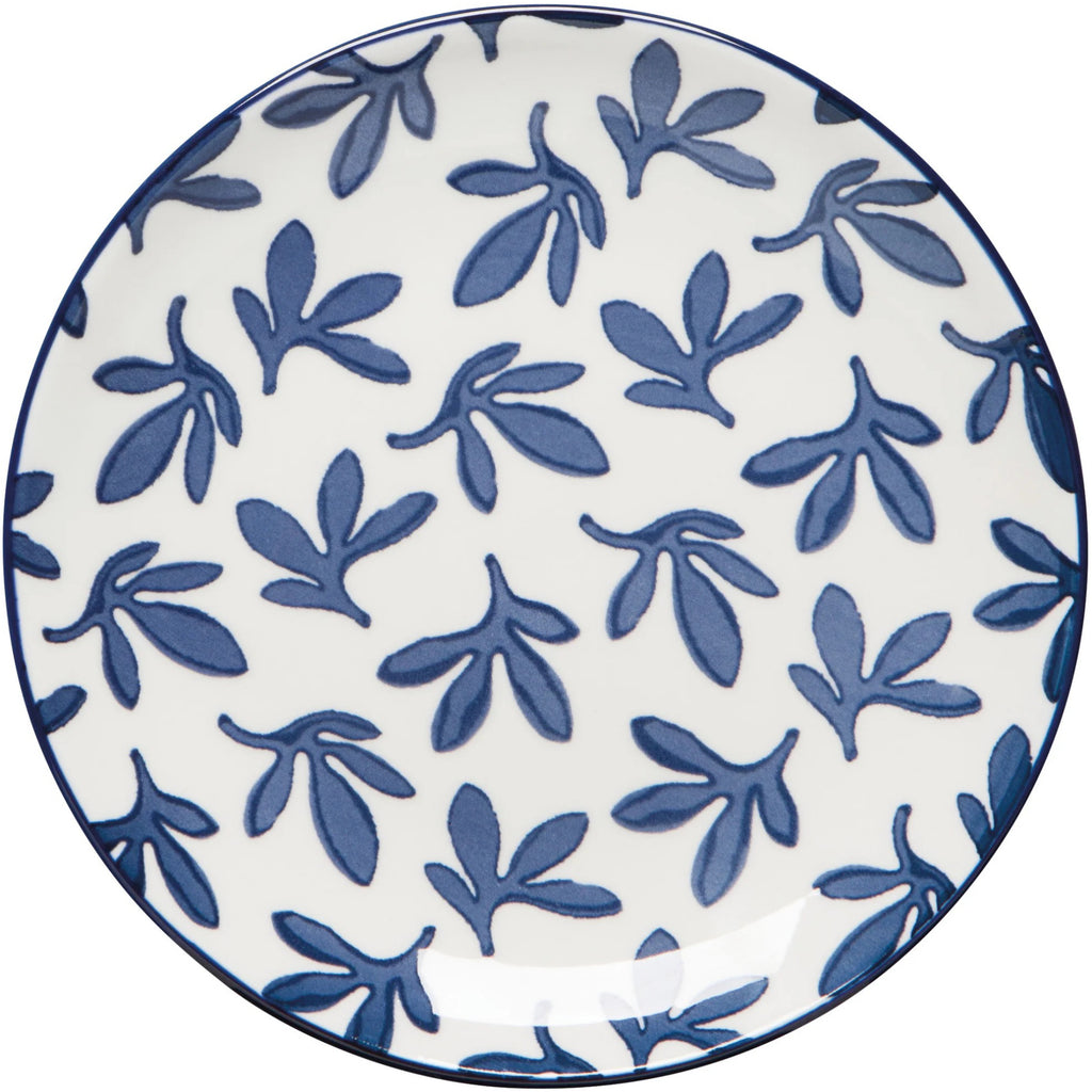 Blue Floral Stamped Appetizer Plate 6 Inch.