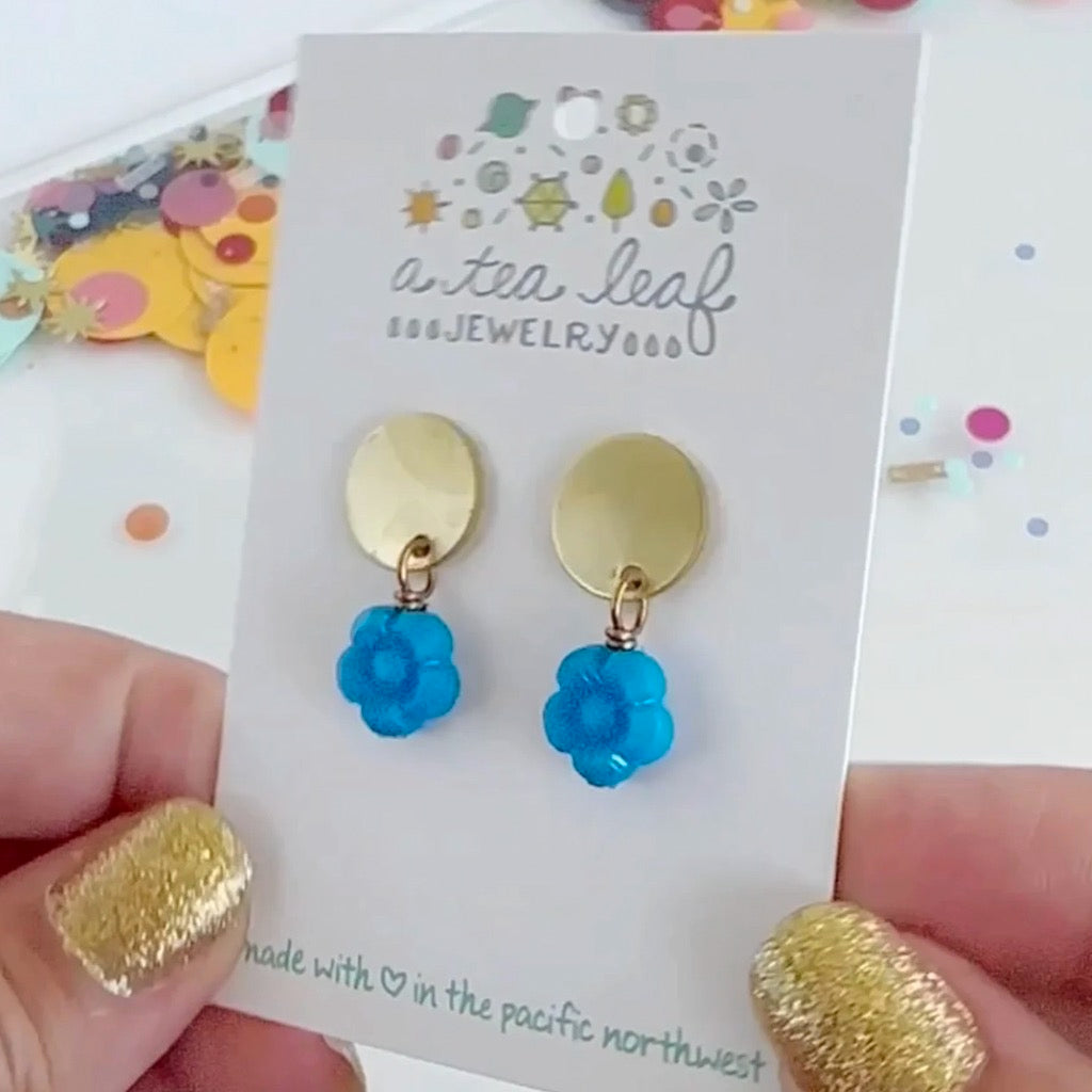 Blue Flower Earrings.