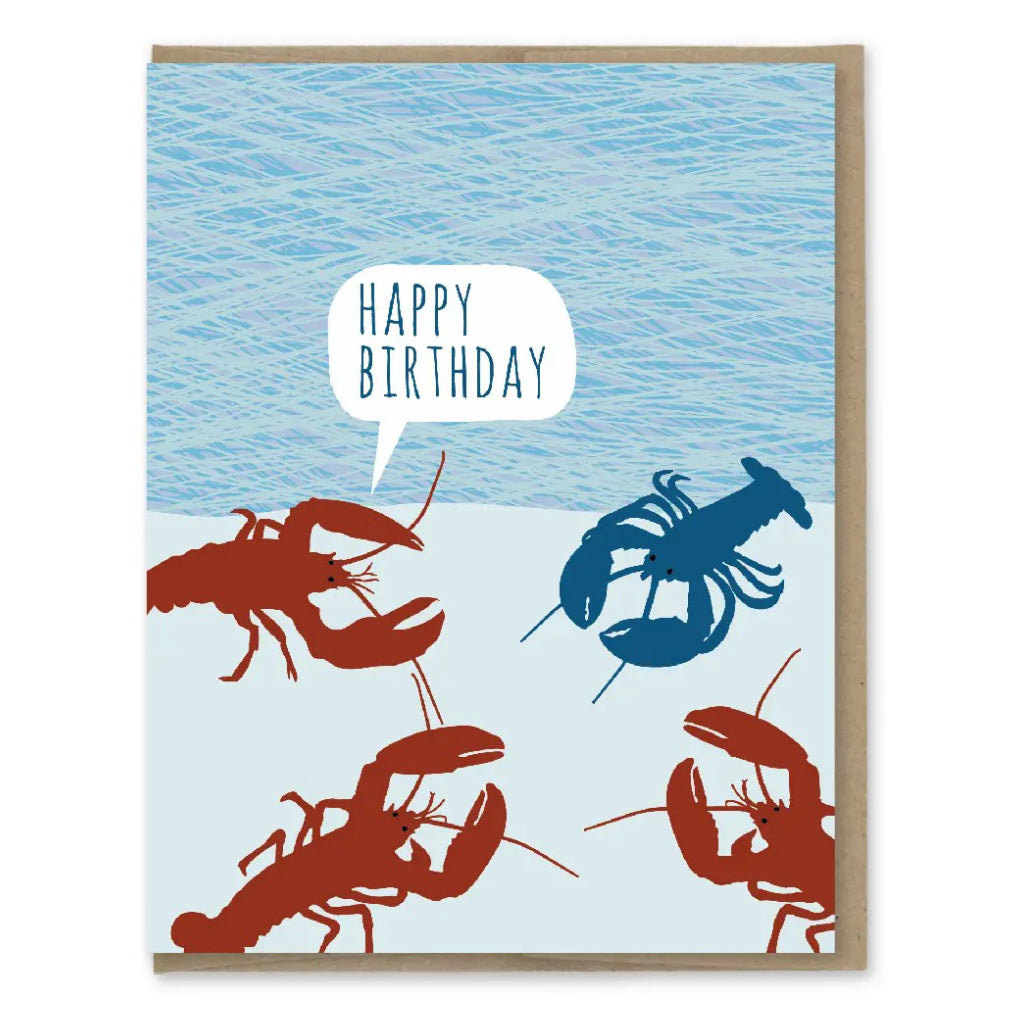 Blue Lobster Freak Birthday Card.