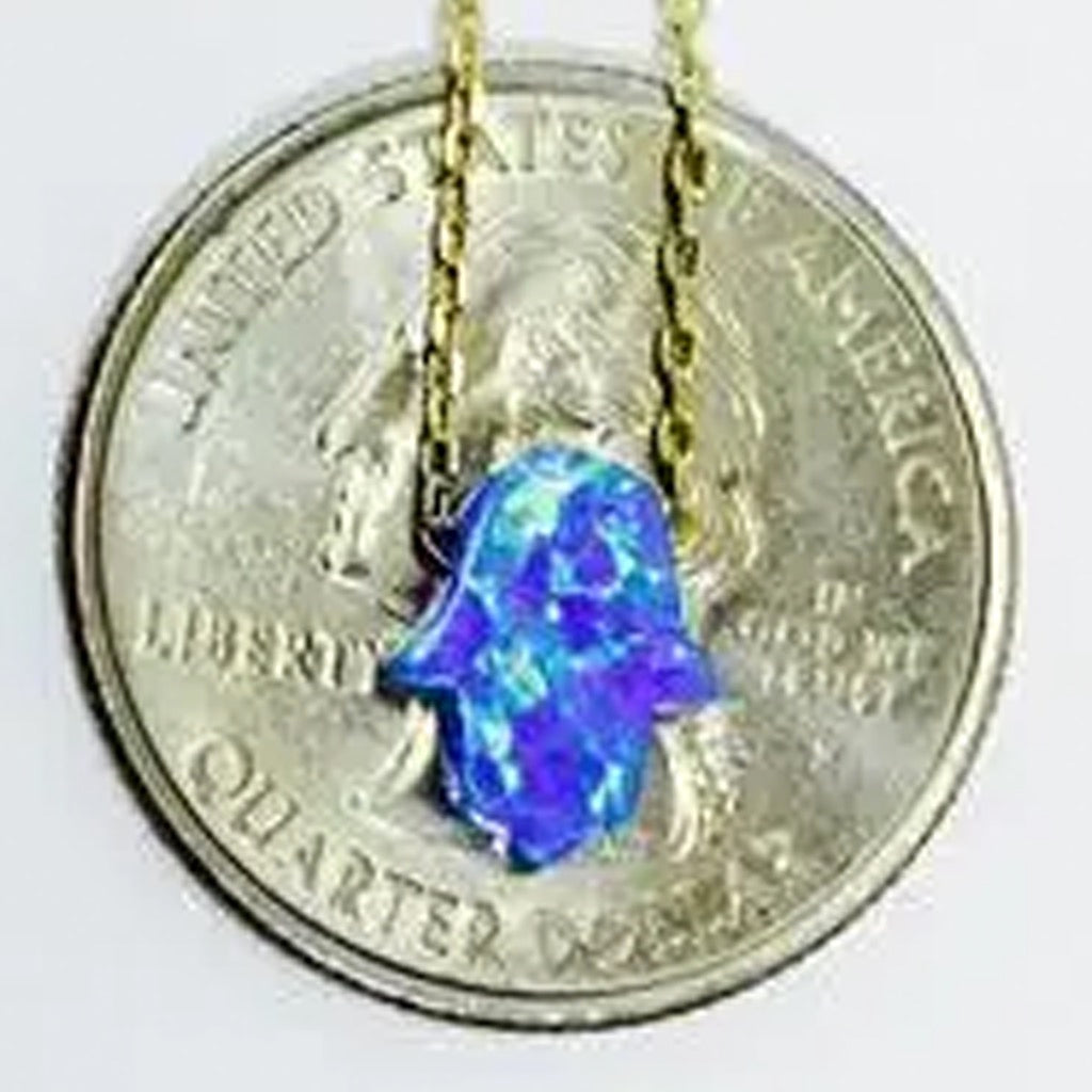 Blue Opal Hamsa Necklace size.