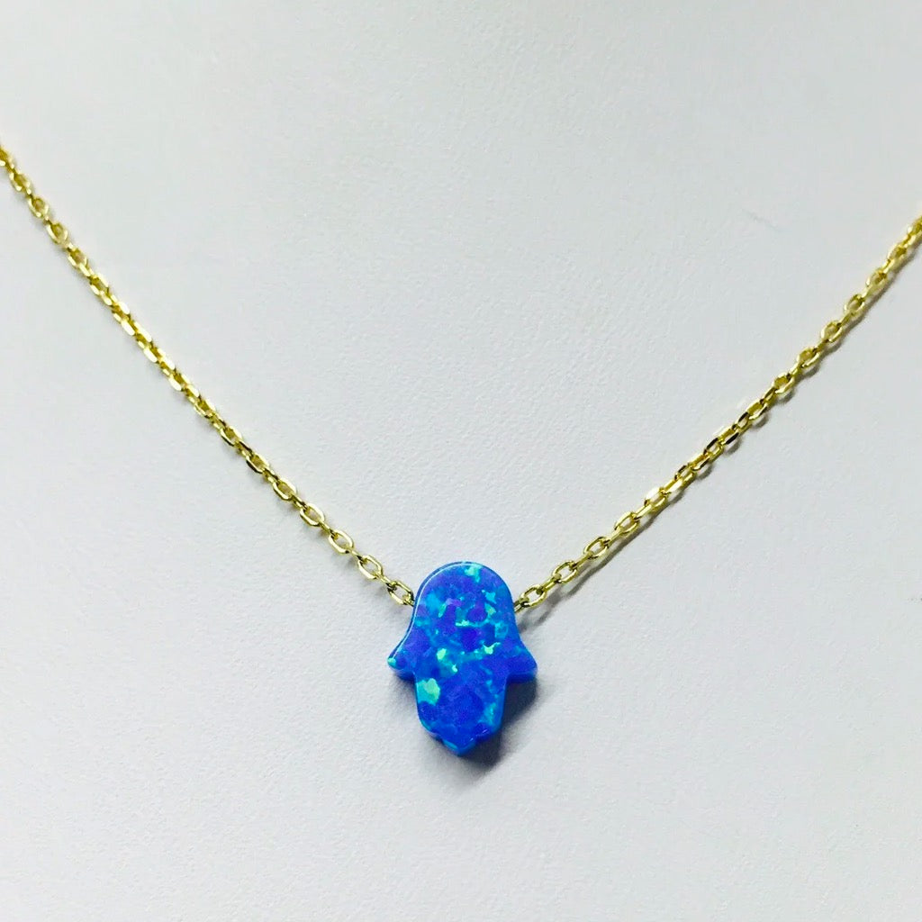 Blue Opal Hamsa Necklace.