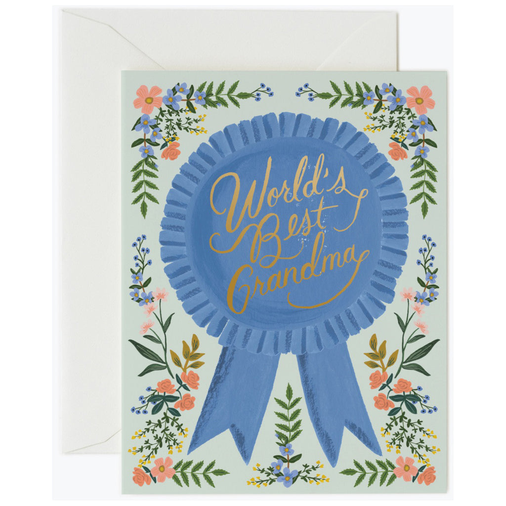 Blue Ribbon World's Best Grandma Card.