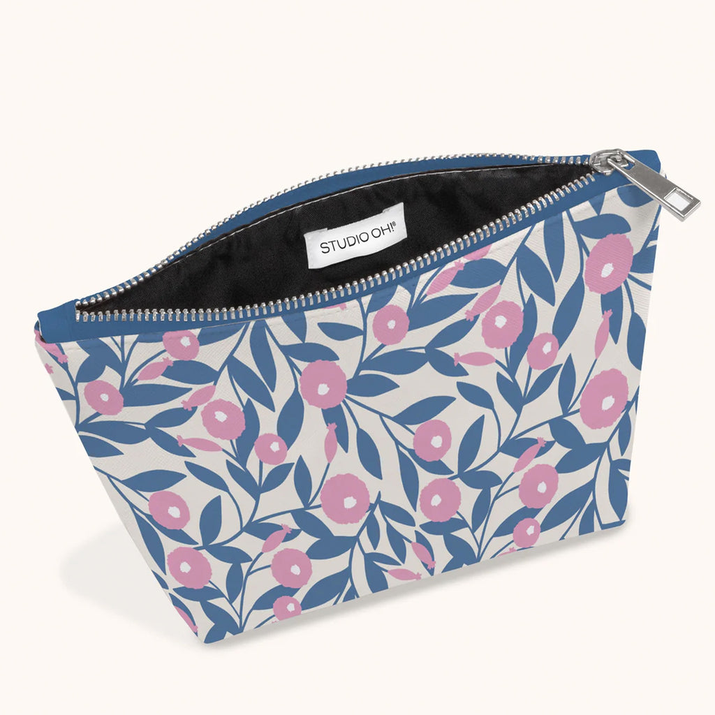 Blushing Dahlias Clutch Cosmetic Bag open.