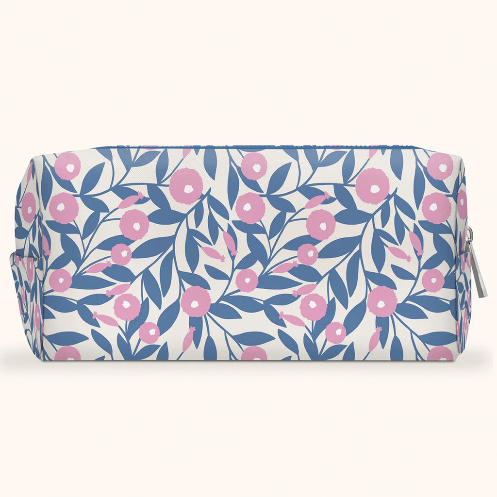 Blushing Dahlias Loaf Cosmetic Bag side view.