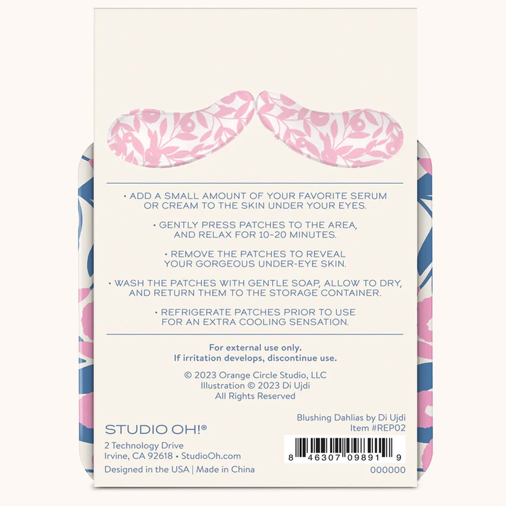 Blushing Dahlias Reusable Under-Eye Patches back view.