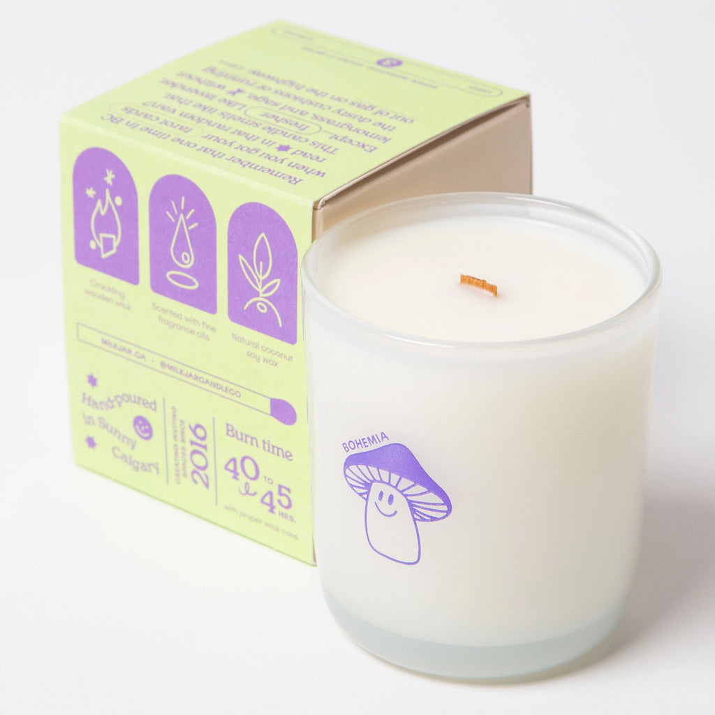 Bohemia Coconut Soy Candle back of packaging.