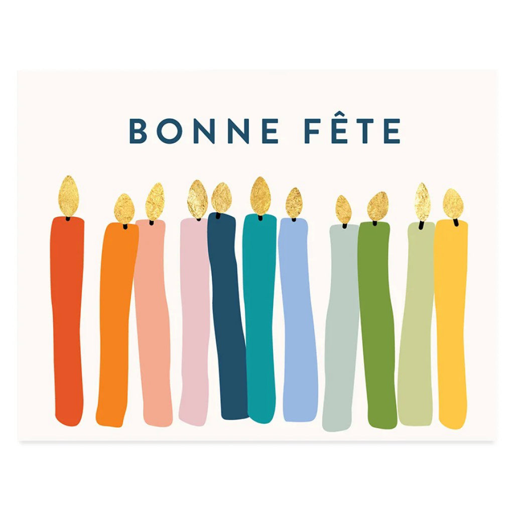 Bonne Fête Candles Card.