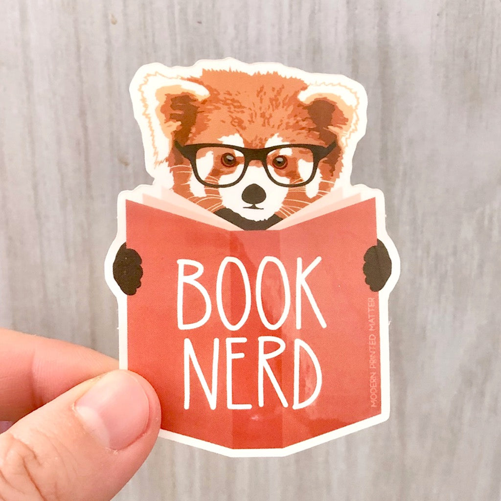 Book Nerd Red Panda Sticker | Modern Printed Matter – Outer Layer