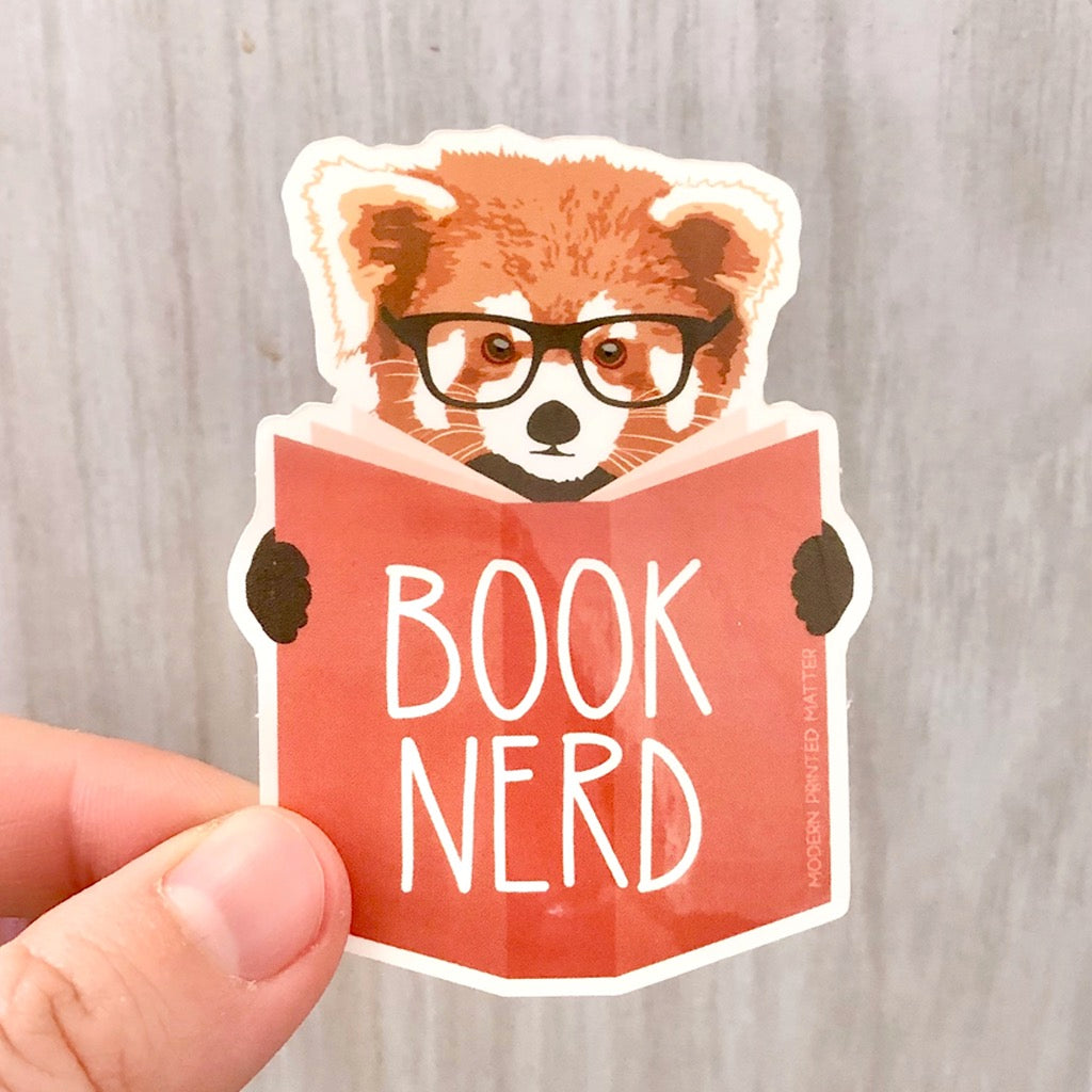 Book Nerd Red Panda Sticker Size