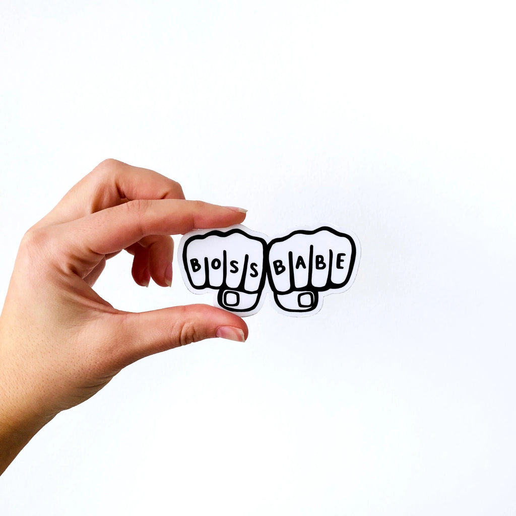 Boss Babe Knuckles Sticker Size