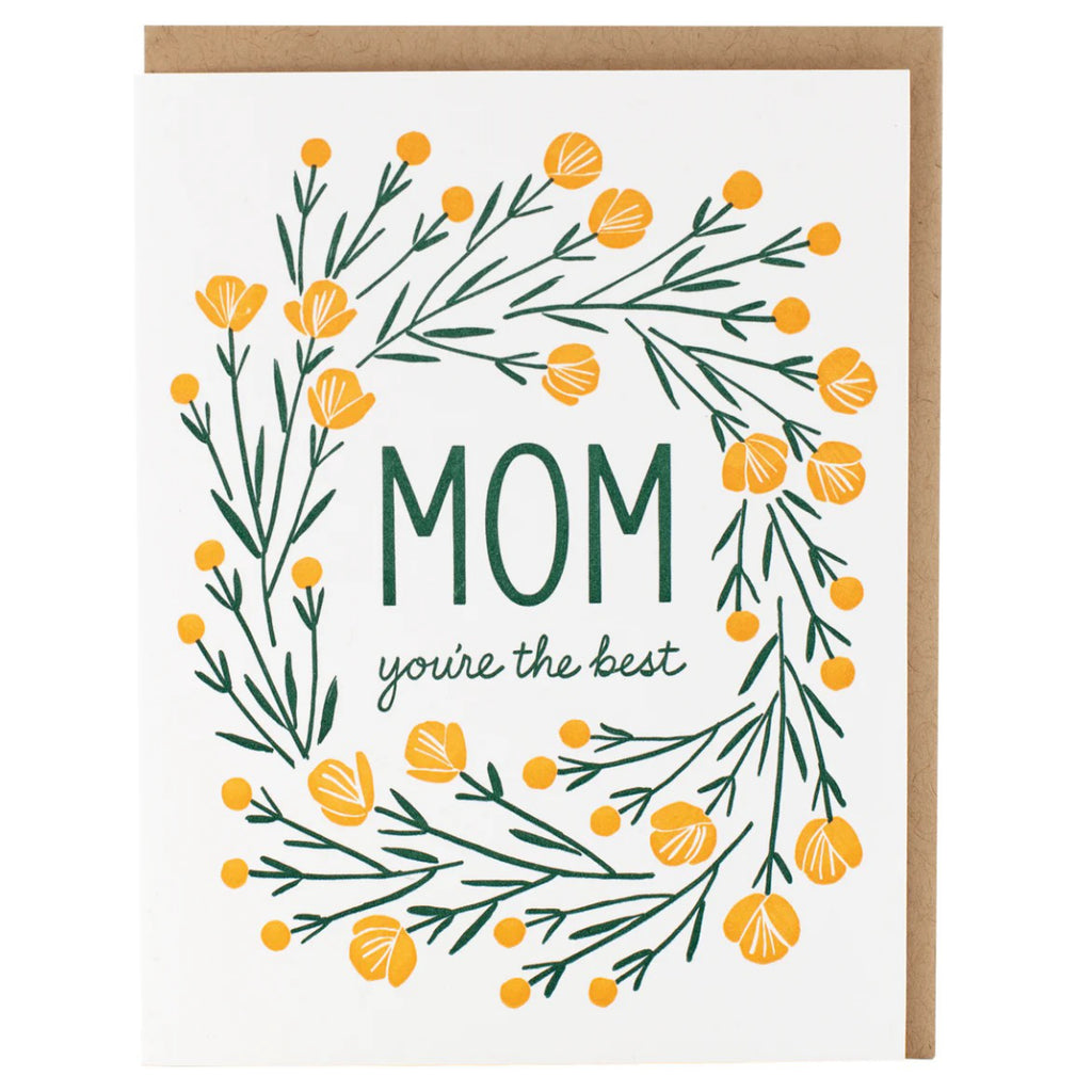 Botanic Wreath Best Mom Card.