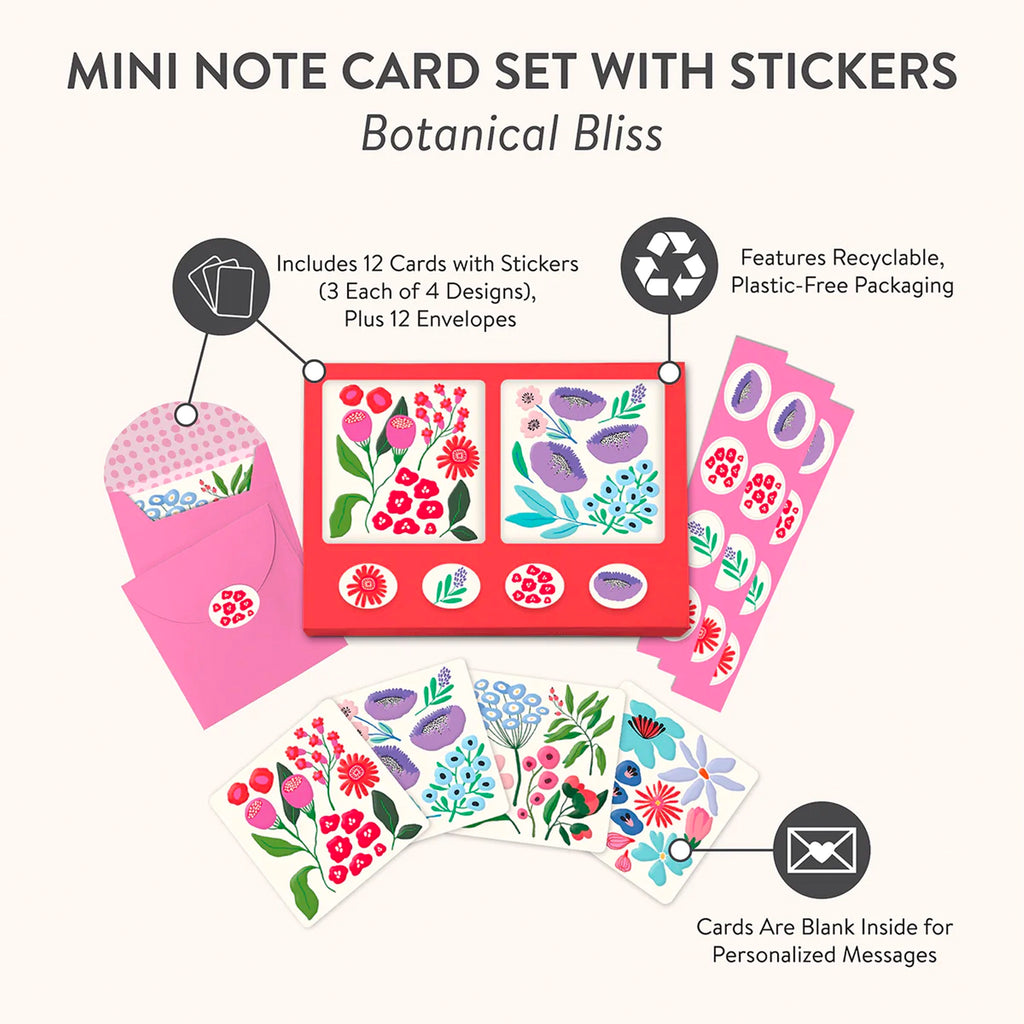 Botanical Bliss Mini Note Card Set with Stickers features.