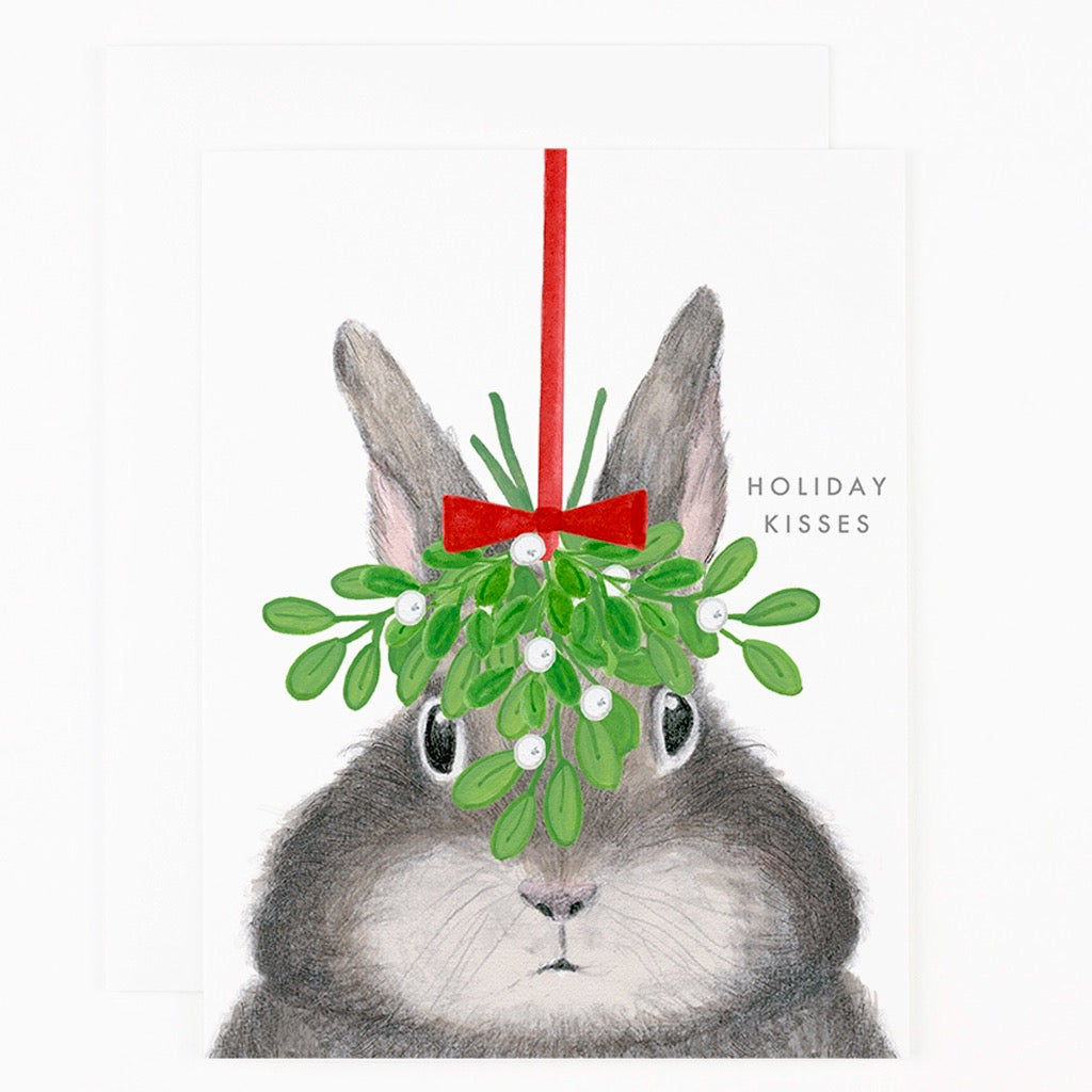 Bunny With Mistletoe Card.