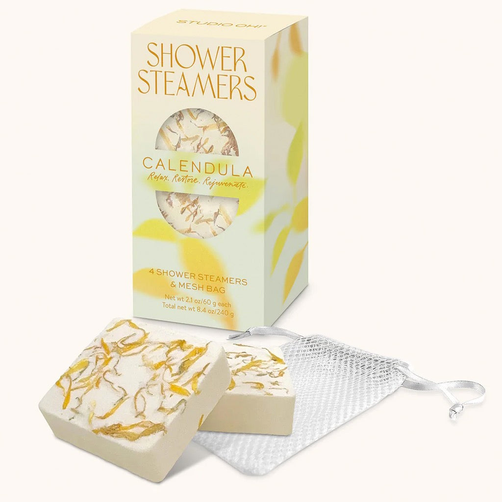 Calendula Shower Steamers box and contents.