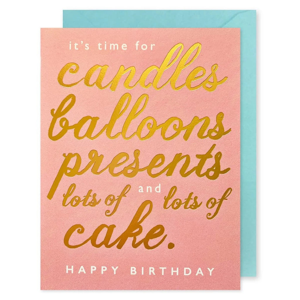 Candles Balloons Presents Card.