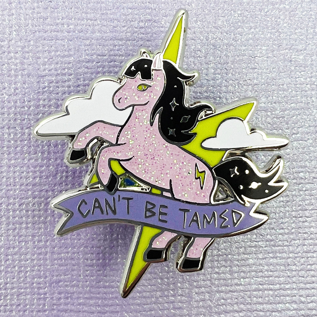 Can't Be Tamed Horse Enamel Pin.