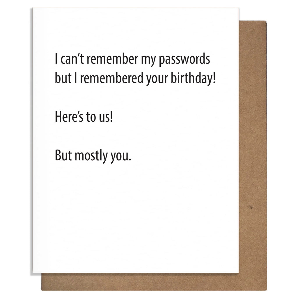 Cant Remember Passwords Birthday Card