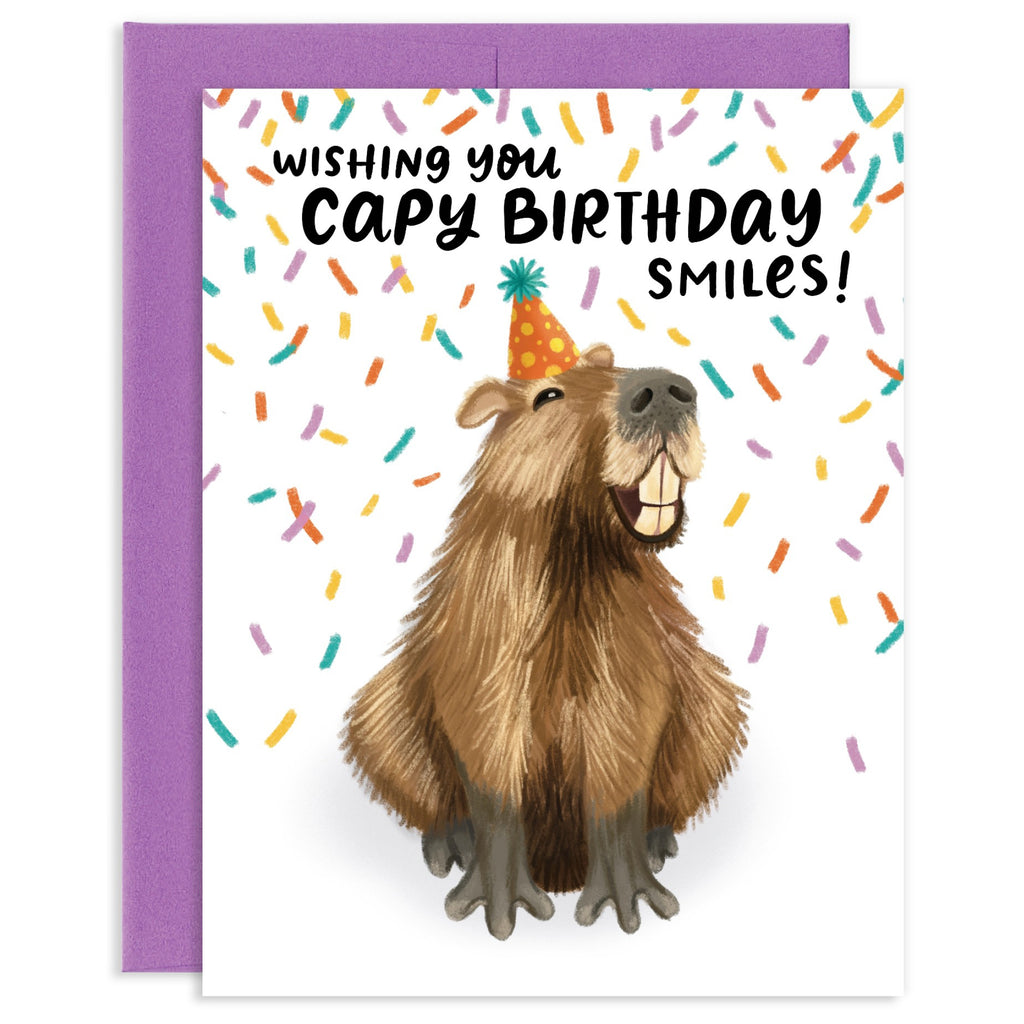 Capybara Smiles Birthday Card.