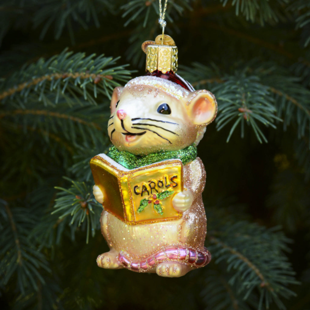 Caroling Mouse Ornament front