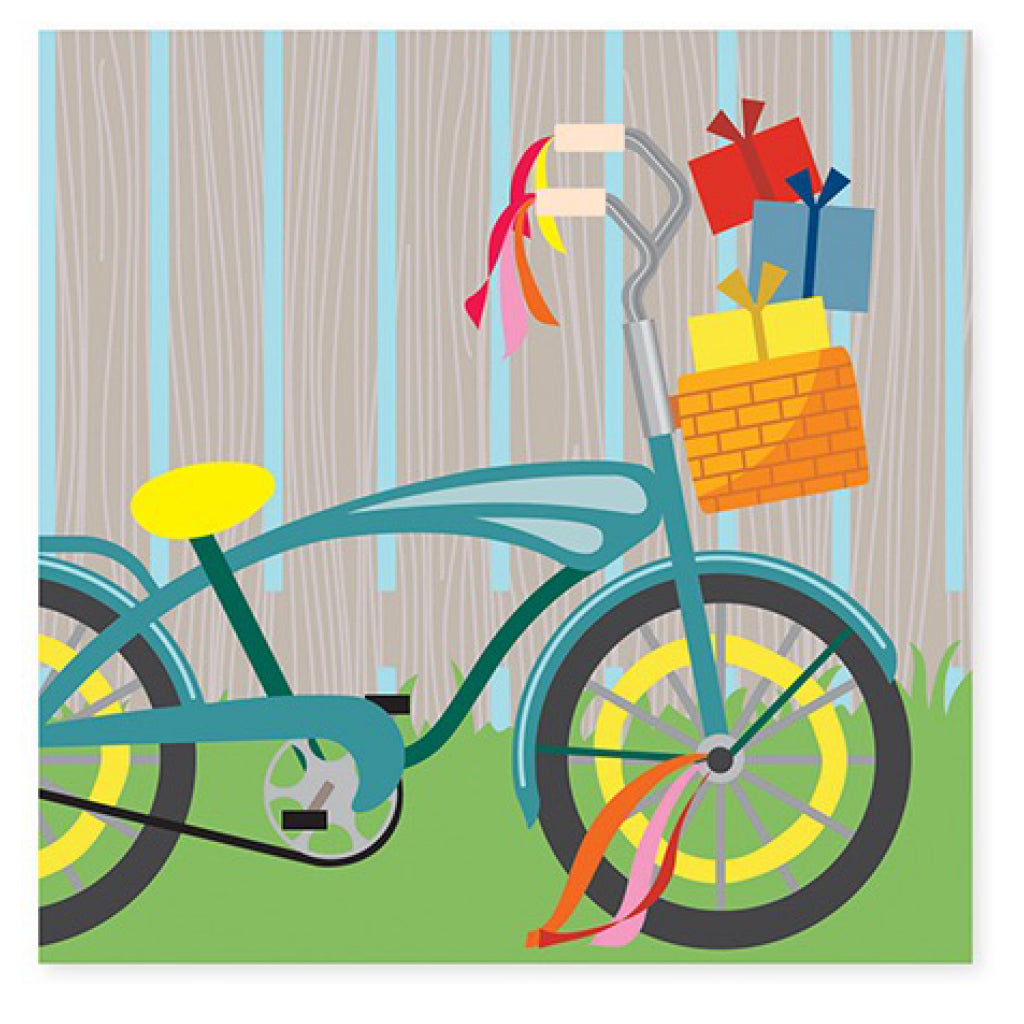 Cat  Cake Bike Ride Birthday Pop-Up Card Front