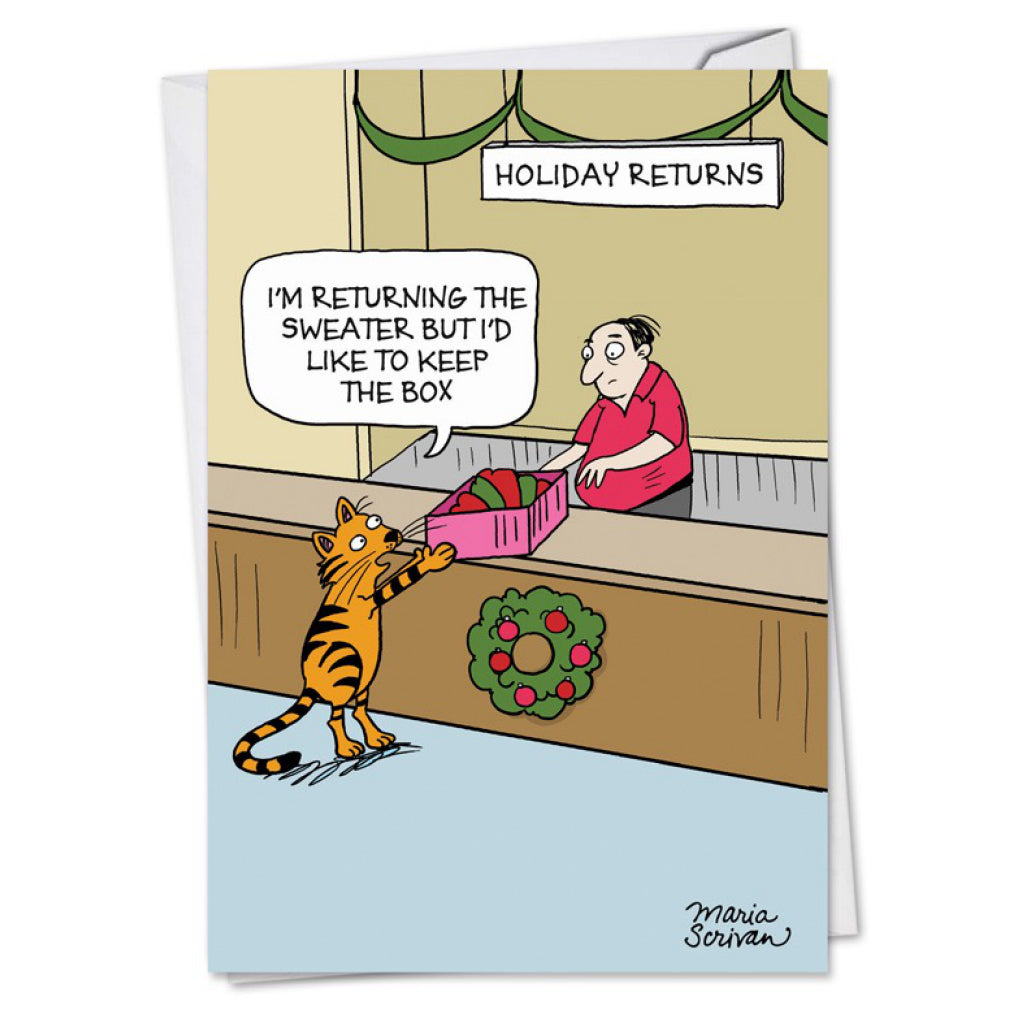 Cat At Returns Counter Holiday Card