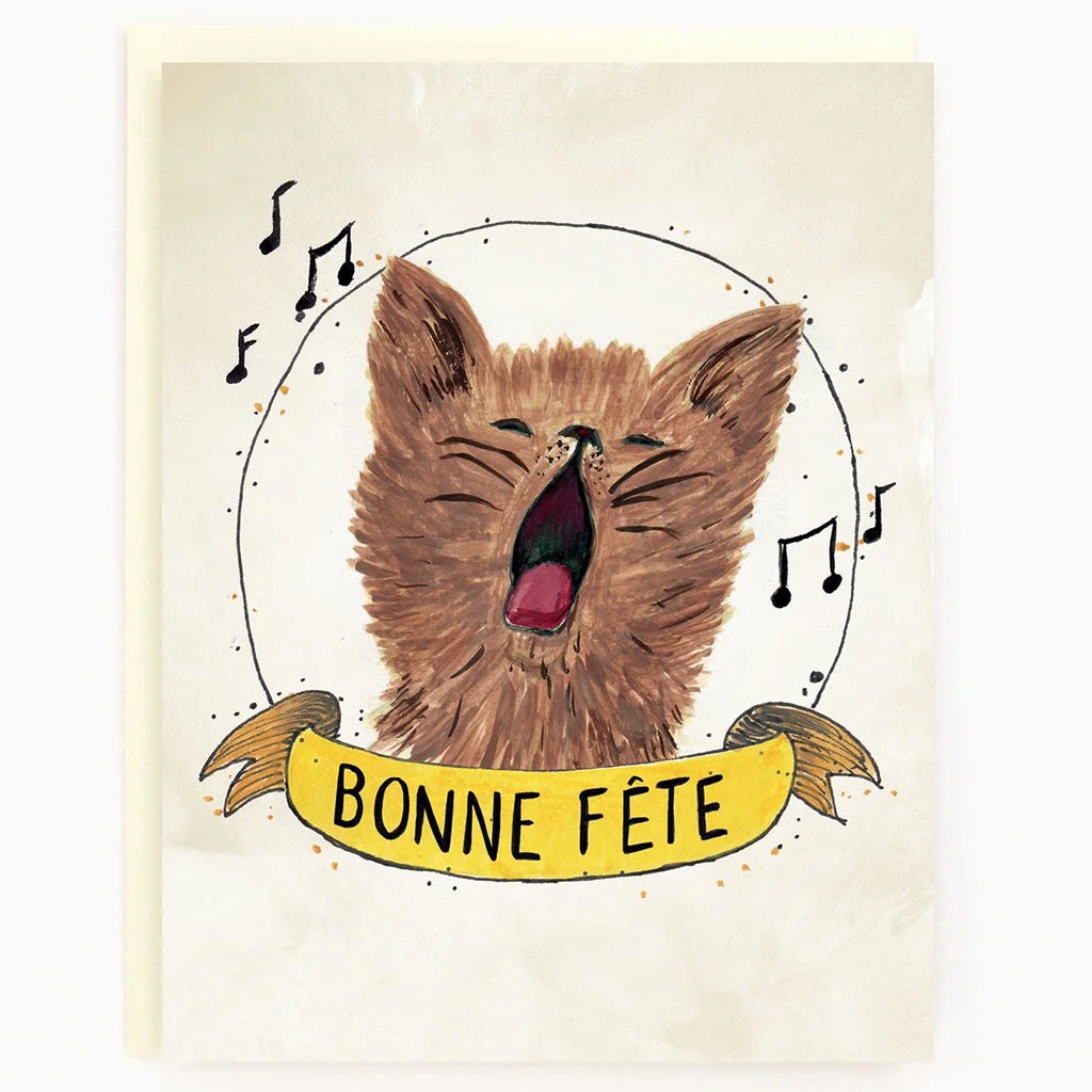 Cat French Birthday Card.