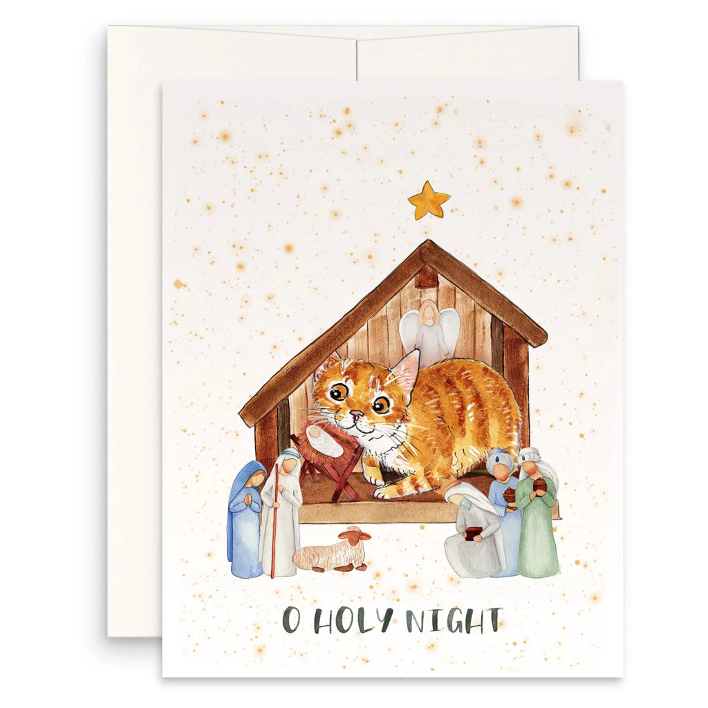 Cat In Nativity Scene Card