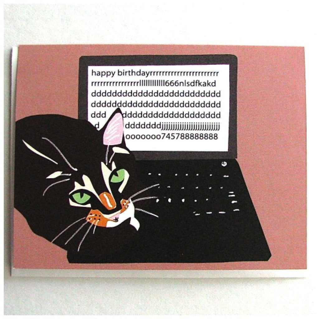 Cat On Keyboard Birthday Card