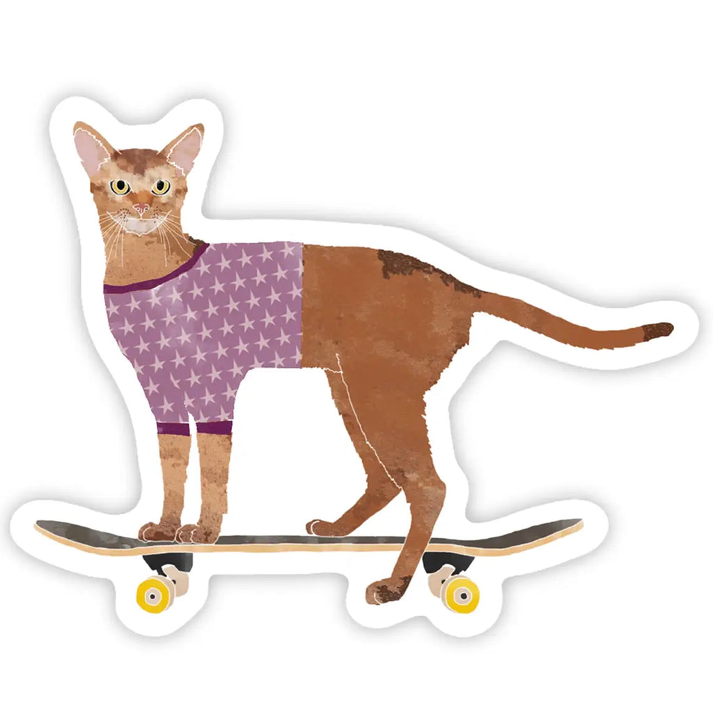 Cat On Skateboard Sticker.