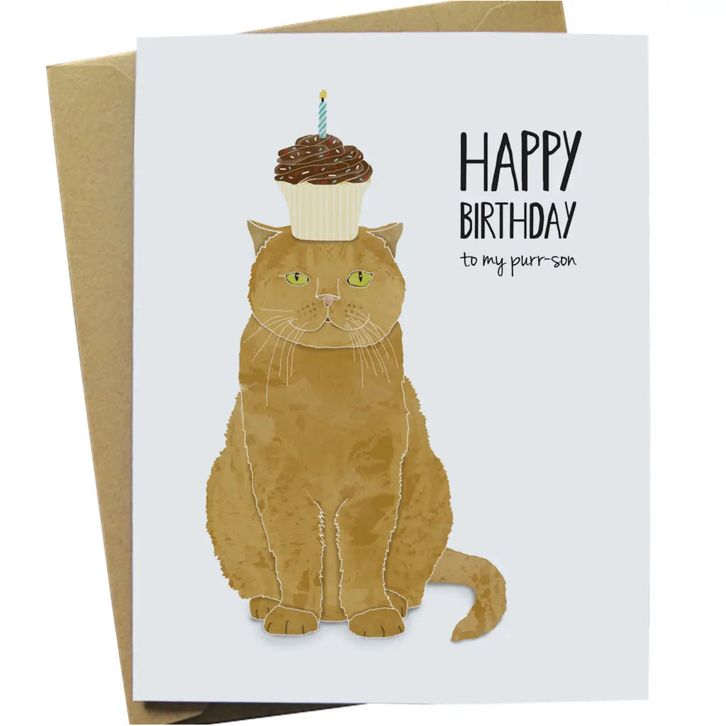 Cat Purr-son Birthday Card.