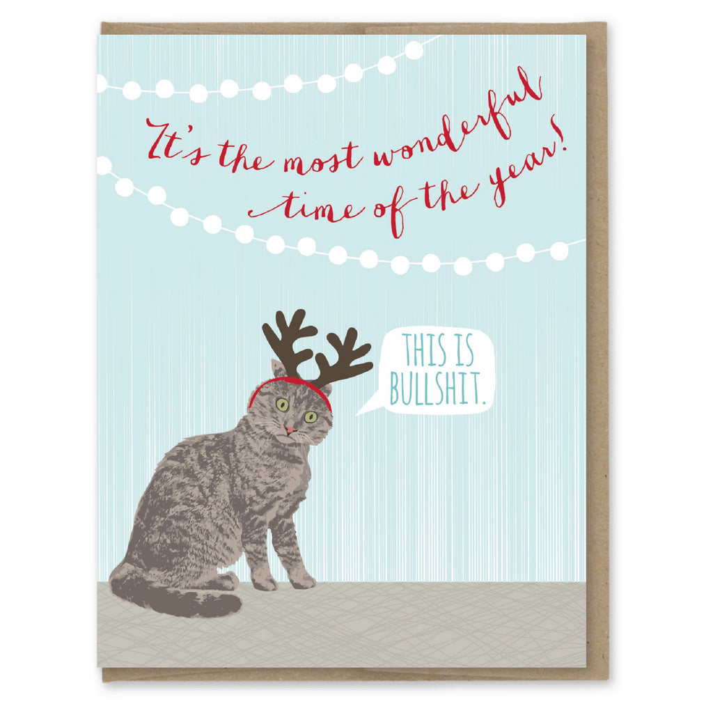 Cat With Antlers Holiday Boxed Cards